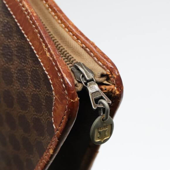 CELINE Macadam Canvas Clutch Bag Pvc Leather Brown Gold - Picture 9 of 16